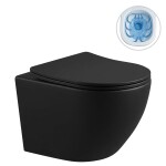 CERANO - Kompletní WC set Profi/Cesso - černá matná - WC tlačítko Classic/Tmavě šedá - předstěnová instalace - 49x36 CER-310489