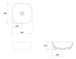 CERSANIT - Pultové umyvadlo LARGA čtvercové (38x38) modré mat, BOX K677-064