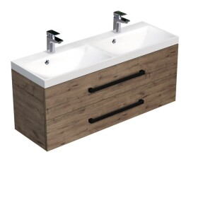 Koupelnová skříňka s černou úchytkou a umyvadlem SAT Cube Way 120x53x40 cm dub Wellington mat CUBE2C120ZDW CUBE2C120ZDW