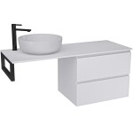 CERANO Koupelnová skříňka Carole - bílá matná + deska pod umyvadlo Navira Slim - 18 mm + konzole černá - 120x46x49,8 cm