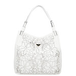 Trendy dámská koženková kabelka na rameno Tiara, bílá