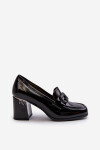 Dámské lakované lodičky na podpatku černé D&A MR38-973 41