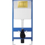 CERANO - Kompletní WC set Profi/Cesso - bílá lesklá - WC tlačítko Classic/Zlatá - předstěnová instalace - 49x36 CER-061753