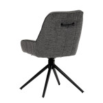 Židle jídelní a konferenční, tmavě šedá látka, černé kovové nohy, otočná P90°+ L 90° s vratným mechanismem - funkce res