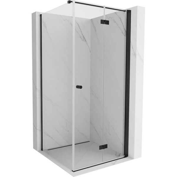 MEXEN/S - Mist-F sprchový kout skládací dveře pravá 85 x 85, transparent, černá 8A6T-085-085-70-00-P
