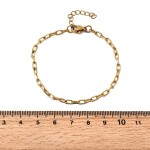 Náramek z nerezové oceli - paperclip chain - zlatý - 16,4 cm - 1 ks