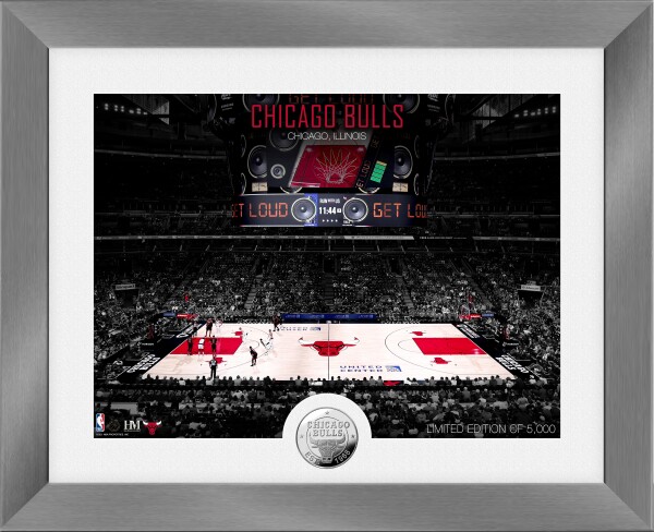 Highland Mint Obraz Chicago Bulls NBA Art Deco Stadium Silver Coin Photo Mint