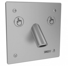 SANELA - Piezo baterie Nerezová umyvadlová baterie Piezo, 2 tlačítka pro 2 druhy vody, síťové napájení, antivandal SLU 44PP