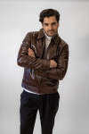 Pánská Kožená Bunda Tisso Aziz Brown Brixton Hnědá Velikost: 7XL