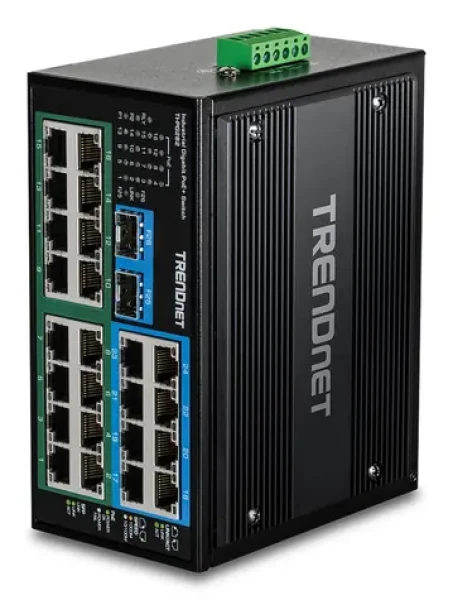 TRENDnet TI-PG262 / Průmyslový switch / 24x Gigabit / 16x PoE+ / 2x SFP / 480 W PoE / DIN-Rail (TI-PG262)