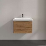 VILLEROY & BOCH - Subway 3.0 Umyvadlová skříňka s LED osvětlením, 62x43x48 cm, 1 zásuvka, Oak Kansas/lesklý hliník C575L0RH