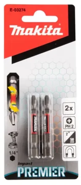 Makita E-03274 Impact Premier (E-form) sada torzních bitů PH2 x 50mm 2 ks (E-03274)