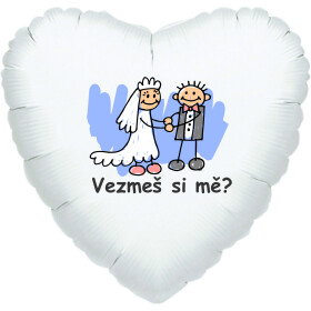 Vezmes si mě? balónek srdíčko bílé balonky.cz Vezmes si mě? balónek srdíčko bílé balonky.cz