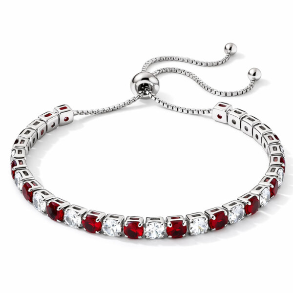 Náramek s červenými zirkony Cianoti, Červená 26 cm