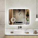 Erga Myra, LED zrcadlo 80x60 cm s kosmetickým zrcadlem 3x zvětšení, 3146 lm, 3 barvy světla, zadní osvětlení, ERG-V01-MYRA-8060-00