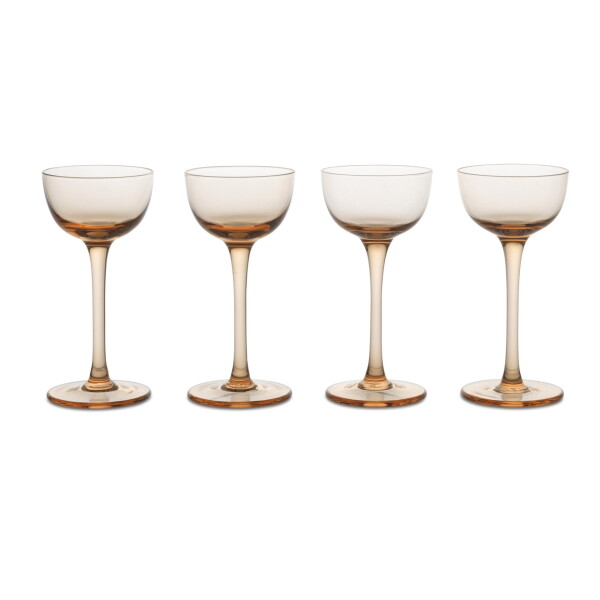 Ferm Living Sklenička na likér Host Blush 40 ml – set 4 ks, růžová barva, hnědá barva, sklo