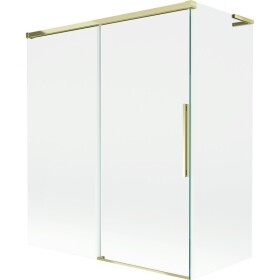 MEXEN/S - Rox L vanová zástěna 2-křídlová posuvná 140 + 70 x 150, transparent, zlatá 8C9L-140-070-50-00