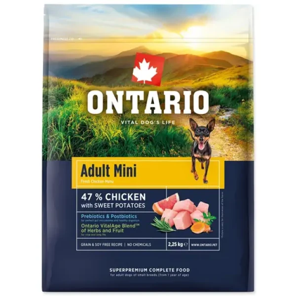Ontario Adult Mini Chicken Sweet Potatoes 2.25kg / Granule pro dospělé psy (214-13104)