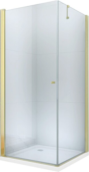 MEXEN/S - Pretoria otevírací sprchový kout 80x90, sklo transparent, zlatý + vanička 852-080-090-50-00-4010