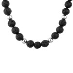 Pánský korálkový náhrdelník Andrés - 10 mm Lávový Kámen, Černá 60 cm