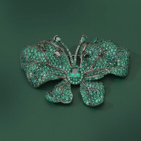 Luxusní brož se smaragdovými zirkony Sophia - motýl, Zelená
