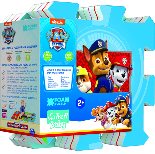 Pěnové puzzle Paw Patrol/Tlapková patrola 32x32x1cm 8ks v sáčku - Supco
