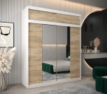 Šatní skříň Abi T1 s nástavcem Barva korpusu: Bílá, Rozměry: 250 cm, Dveře: Dub artisan