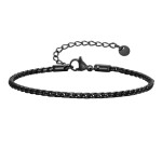 Pánský ocelový náramek Simon Black - chirurgická ocel, Černá 18 cm + 5 cm (prodloužení)