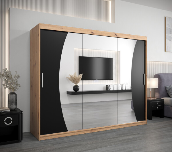 Šatní skříň Abi W0 Barva korpusu: Dub artisan, Rozměry: 250 cm, Dveře: Černá