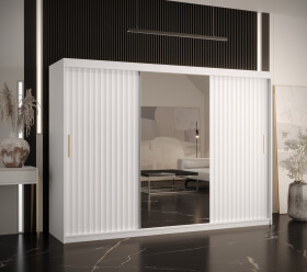 Šatní skříň Abi Riflo Wave 2 Barva korpusu: Bílá, Rozměry: 250 cm, Dveře: Bílá se zrcadlem