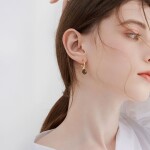 Visací náušnice Hestia - tygří oko, stříbrné zapínání, Hnědá