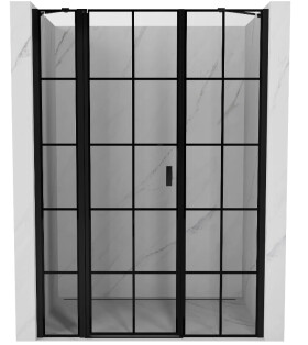 MEXEN/S - Mist sprchové dveře křídlové levé 130, černá dekor, černá 8A4-130-001-70-77-L