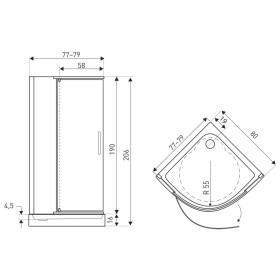 KERRA - Sprchový kout s vaničkou Splash 80 (černý) 5907548123510