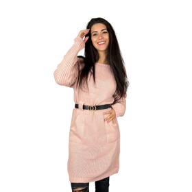 HOSH Pletené šaty ELLIS s páskem Barva: Starorůžová