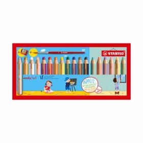 STABILO® woody 3 in 1 - 18 ks sada s ořezávátkem a se štětcem - 18 různých barev (880/18-4)
