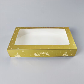 Cake star vánoční krabice zlato-bílá s laminací M 35x20x6cm