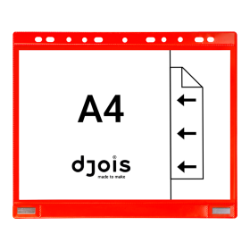 Djois kapsy na dokumenty s euroděrováním a magnetem, A4, červená, 5 ks