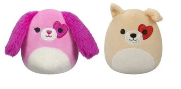 Squishmallows 1+1 Růžový pes Sager a Světlý pes Cooper 20 cm