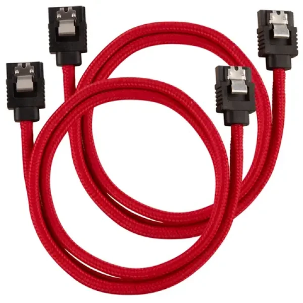 Corsair Premium Sleeved SATA 6Gbps kabel rovný červená (2ks) / rovné konektory / délka 60cm (CC-8900254)