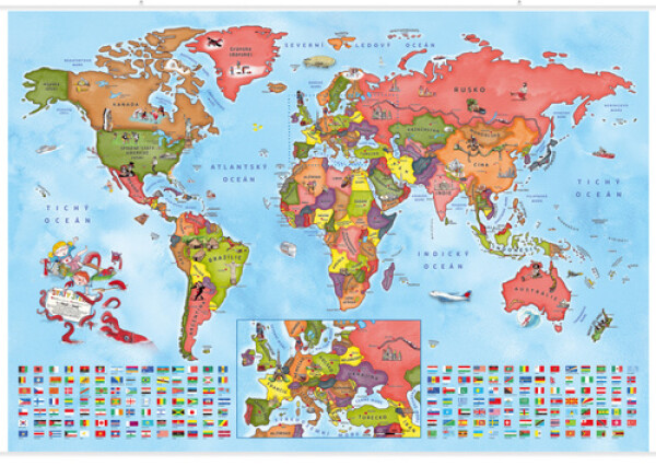 Ilustrovaná mapa států světa s lištami
