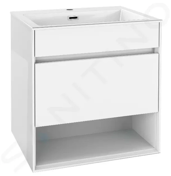 Kielle Nefia - Skříňka s umyvadlem 60 cm, lesklá bílá 50027S610