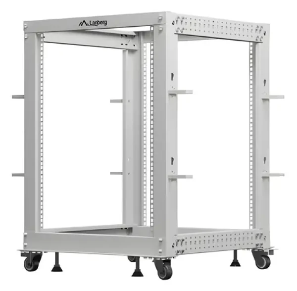 Lanberg Open Rack 15U šedá / Rozvaděč / 19" / 600x600-1100 mm / nosnost 600 kg (OR01-6115-S)