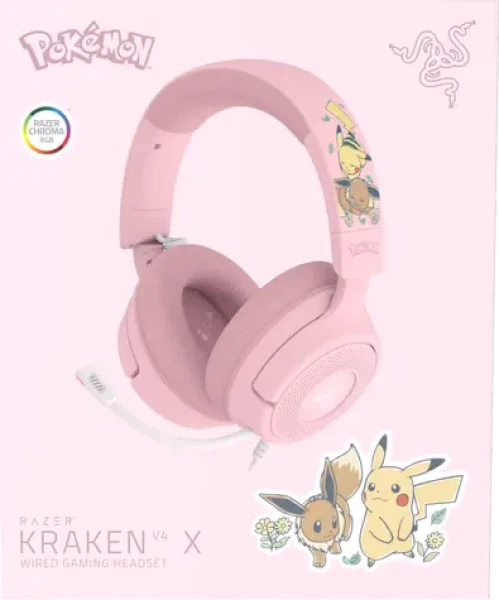 Razer Kraken V4 X Pokémon Pikachu Eevee Ed. / Herní sluchátka / mikrofon / 7.1 / RGB / USB-A / USB-C (RZ04-05180800-RUEA)