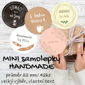 Samolepky HANDMADE MINI 22mm (42KS), velký výběr, voděodolné, vlastní samolepka na dárky