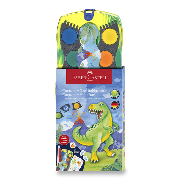 Vodové barvy Faber-Castell Connector Dinosaurus 13 ks