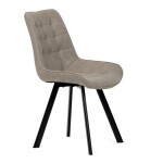 Židle jídelní, béžová látka v dekoru broušené kůže, černý kov