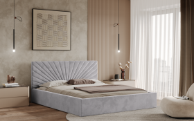 FRONTI Postel BACOLI 180x200 světlešedá s úložným prostorem