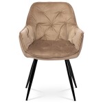 Jídelní židle, potah cappuc sametová látka, kovová 4nohá podnož, černý lak