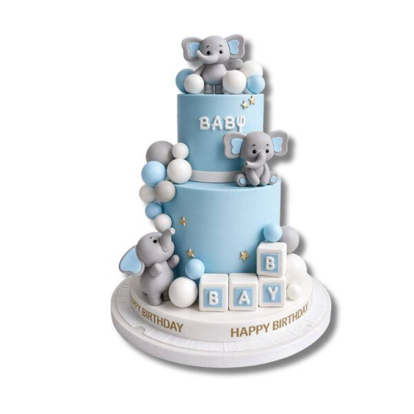 Dortisimo Zápich do dortu a dekorace Sloni s nápisem BABY a s koulemi modro-bílá (26 ks)