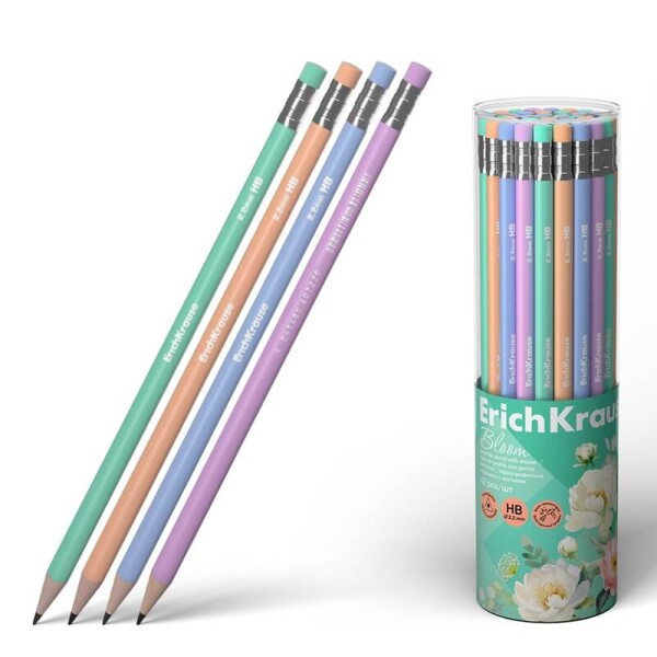 ErichKrause tužka HB trojhranná s gumou Pastel Bloom